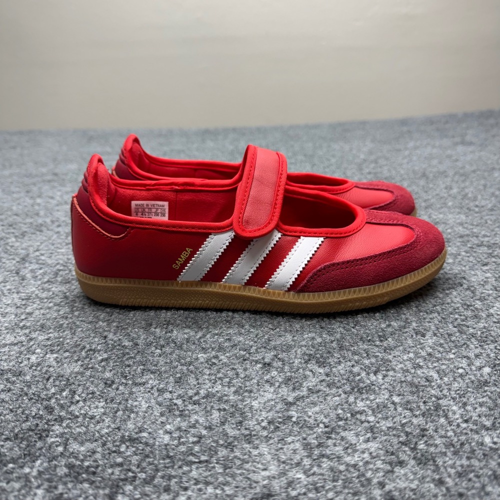 Adidas Samba Mary Jane Red White Gum Leather Suede Shoes JQ6446 Womens 6